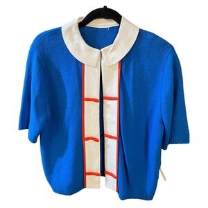 NOS VINTAGE Women’s Franklin Simon Cardigan Nautical Mod 60’s Sweater Sz 8